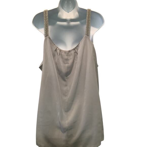 MANER PALE GRAY PLEATED FRONT BEADED STRAP ELEGANT TANK TOP 3X NWT - Picture 5 of 10